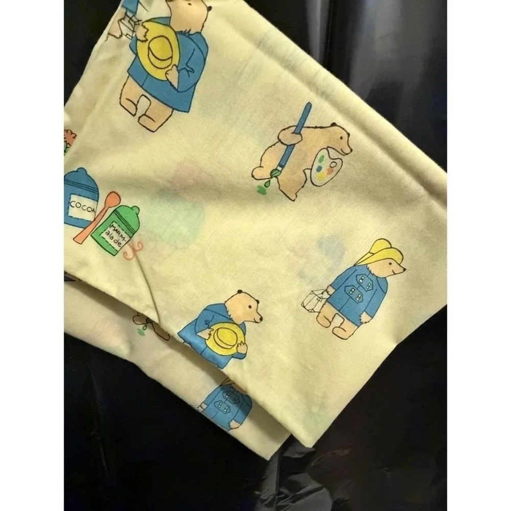 Vintage 1976 Eden Paddington Bear Pillowcase Yellow Graphic Print Kids Bedding‎